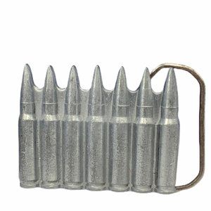 Bullets Belt Buckle vtg ammo military theme pewter